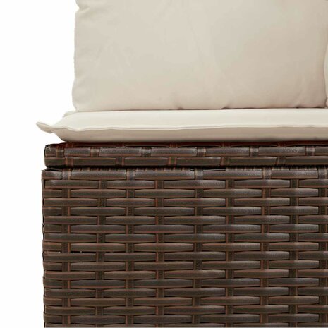 Tuinbank zonder armleuning met kussens poly rattan bruin 7