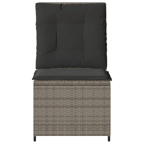 Tuinbank verstelbaar met kussens poly rattan grijs 4