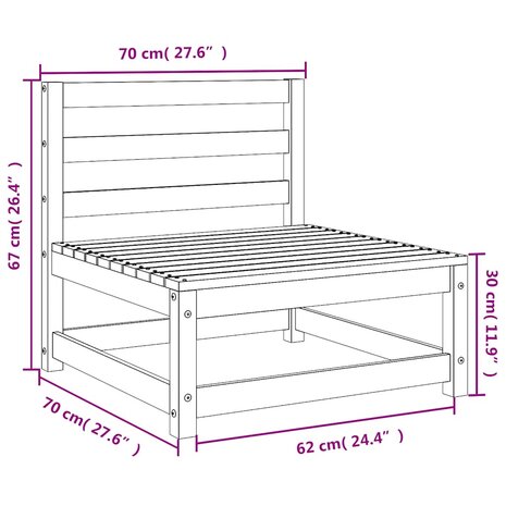 Tuinbank zonder armleuningen 70x70x67 cm massief grenenhout wit 8