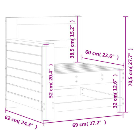 Tuinbank met armleuning 69x62x70,5 cm massief douglashout 9
