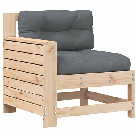 Tuinbank met armleuning en kussen massief grenenhout 2