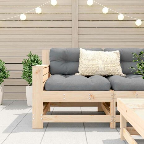 Tuinbank met armleuning en kussen massief grenenhout 3