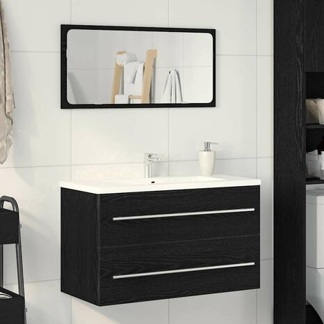 Wastafelkast Zwart Eiken 80x38,5x48 cm Engineered Wood 1