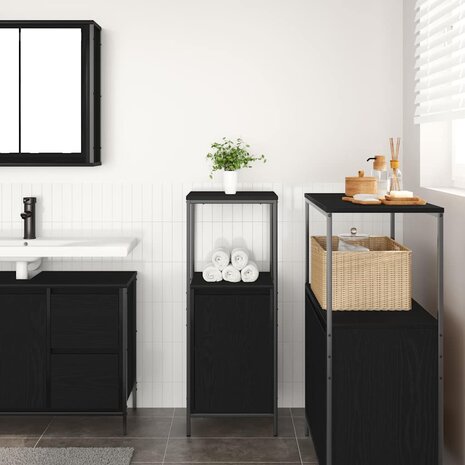 Badkamermeubel met planken 36x35x95 cm zwart eikenkleurig 3