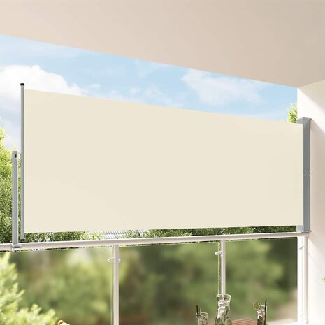 Tuinscherm uittrekbaar 140x300 cm cr&egrave;mekleurig 1