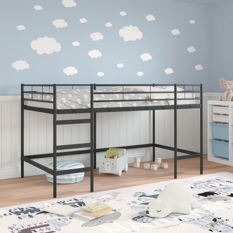 Halfhoogslaper voor Kids Zwart 107 x 200 cm Staal 3