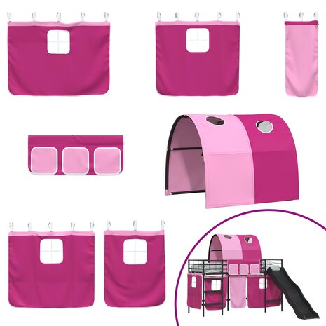 Halfhoogslaper voor Kids Zwart en Roze 90 x 190 cm Metaal 7