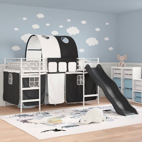 Halfhoogslaper voor Kids Wit en zwart 79,5 x 200 cm Metaal 3