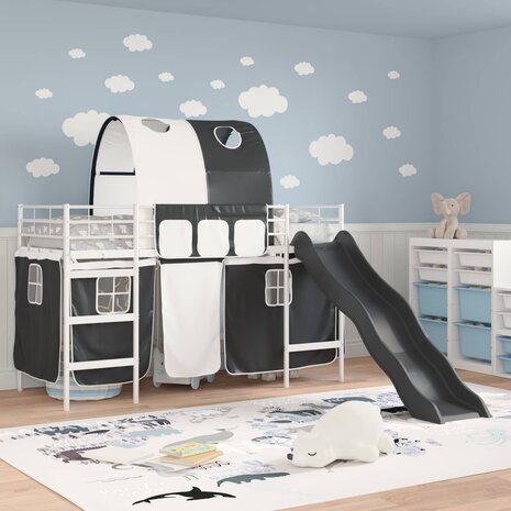 Halfhoogslaper voor Kids Wit en zwart 99,5 x 190 cm Metaal 3