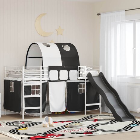 Halfhoogslaper voor Kids Wit en zwart 107 x 200 cm Metaal 1