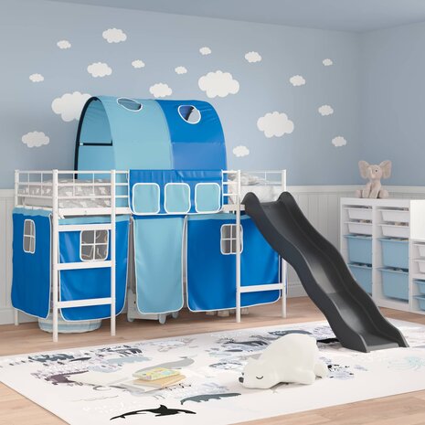 Halfhoogslaper voor Kids Wit en Blauw 90 x 190 cm Metaal 3