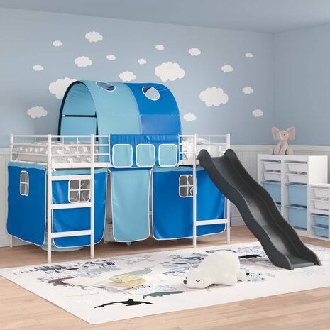 Halfhoogslaper voor Kids Wit en Blauw 90 x 200 cm Metaal 3