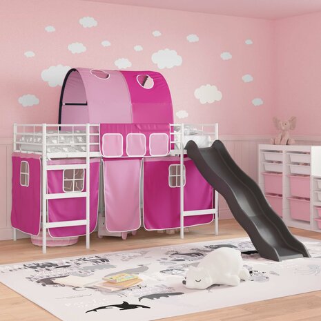 Halfhoogslaper voor Kids Wit en Roze 90 x 190 cm Metaal 3