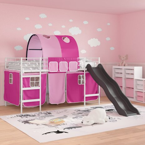 Halfhoogslaper voor Kids Wit en Roze 90 x 200 cm Metaal 3