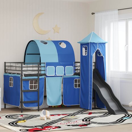 Halfhoogslaper voor Kids Zwart en Blauw 79,5 x 200 cm Metaal 1
