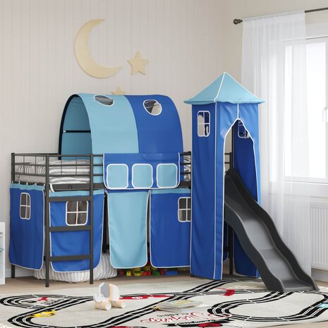 Halfhoogslaper voor Kids Zwart en Blauw 99,5 x 190 cm Metaal 1