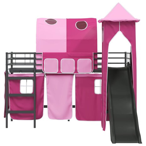 Halfhoogslaper voor Kids Zwart en Roze 74,5 x 190 cm Metaal 6