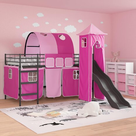 Halfhoogslaper voor Kids Zwart en Roze 107 x 200 cm Metaal 3