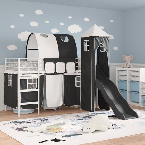 Halfhoogslaper voor Kids Wit en zwart 99,5 x 190 cm Metaal 3