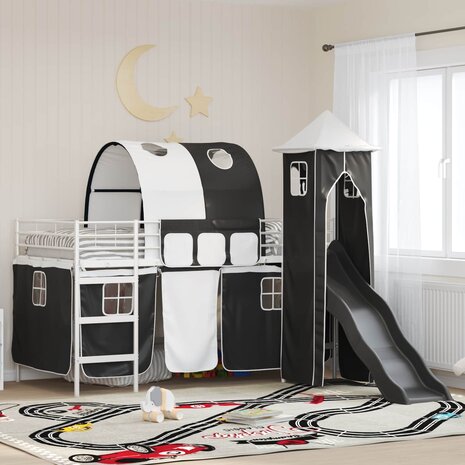 Halfhoogslaper voor Kids Wit en zwart 107 x 200 cm Metaal 1