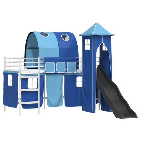 Halfhoogslaper voor Kids Wit en Blauw 90 x 190 cm Metaal 4