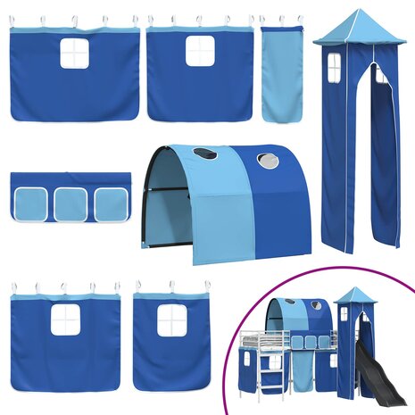 Halfhoogslaper voor Kids Wit en Blauw 99,5 x 190 cm Metaal 7