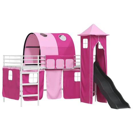 Halfhoogslaper voor Kids Wit en Roze 79,5 x 200 cm Metaal 4