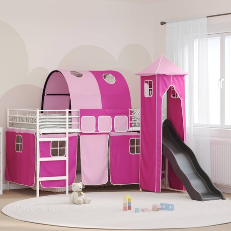 Halfhoogslaper voor Kids Wit en Roze 99,5 x 200 cm Metaal 1