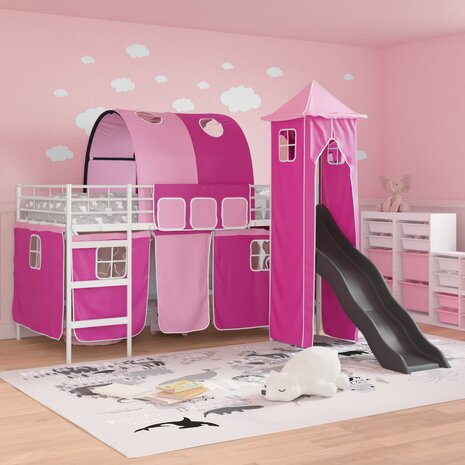Halfhoogslaper voor Kids Wit en Roze 99,5 x 200 cm Metaal 3