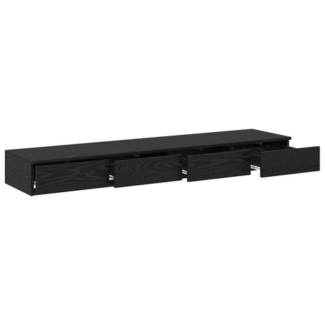 Bedlades met lade Zwart Eiken 140 x 36,5 x 16,5 cm Bewerkt hout 5