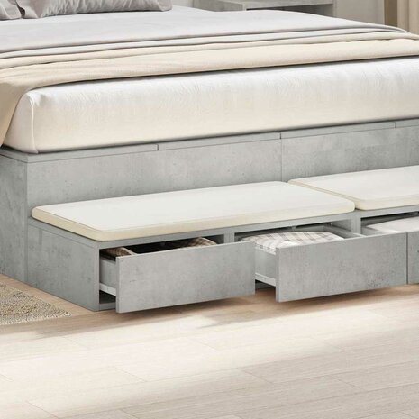 Bedlades met lade Beton Grijs 140 x 36,5 x 16,5 cm Bewerkt hout 4