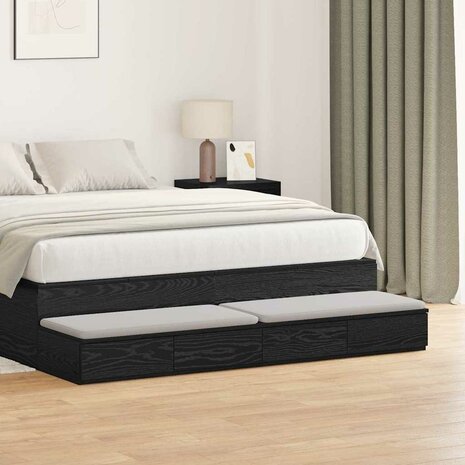 Bedlades met lade Zwart Eiken 150 x 36,5 x 16,5 cm Bewerkt hout 1