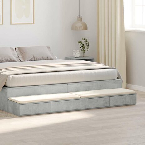 Bedlades met lade Beton Grijs 180 x 36,5 x 16,5 cm Bewerkt hout 1