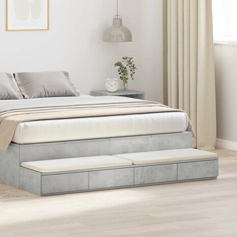 Bedlades met lade Beton Grijs 135 x 36,5 x 16,5 cm Bewerkt hout 1