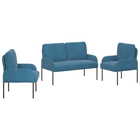 Sofa-Sets met kussen 3 pcs Blauw 115 x 56 x 80 cm Multiplex 2