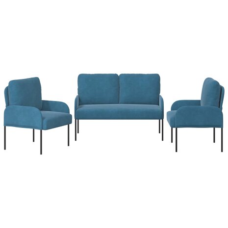 Sofa-Sets met kussen 3 pcs Blauw 115 x 56 x 80 cm Multiplex 6