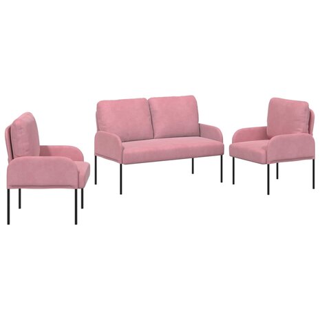 Sofa-Sets met kussen 3 pcs Roze 115 x 56 x 80 cm Multiplex 2