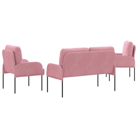 Sofa-Sets met kussen 3 pcs Roze 115 x 56 x 80 cm Multiplex 7