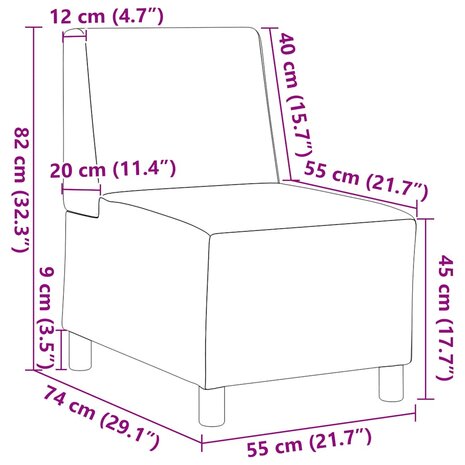 Modulaire bank zonder armleuningen lichtgrijs 55 cm stof 9