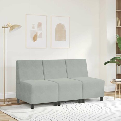 Modulaire bank zonder armleuningen lichtgrijs 55 cm fluweel 3