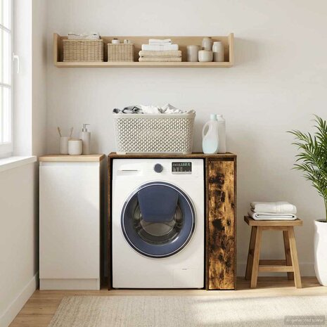 Wasmachinekast Gerookt eiken 87 x 60 x 89 cm Bewerkt hout 4