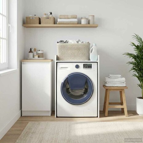 Wasmachinekast met opslag Wit 67,5 x 48 x 97 cm Bewerkt hout 4