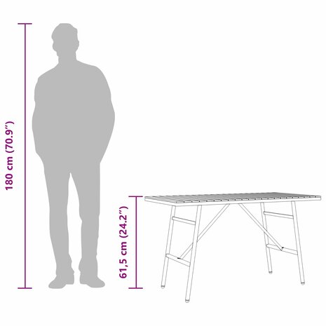 Eettafel Bruin 110 x 55 x 61,5 cm Massief Acaciahout 8