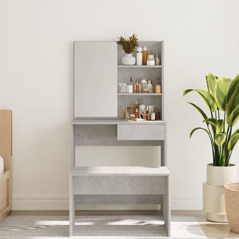 Kaptafel met spiegel 74,5x40x141 cm betongrijs 3