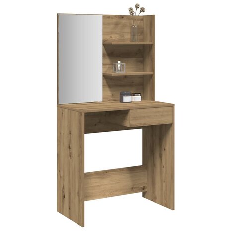 Kaptafel met spiegel 74,5x40x141 cm artisanaal eikenkleur 1