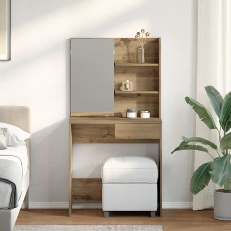 Kaptafel met spiegel 74,5x40x141 cm artisanaal eikenkleur 3