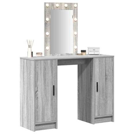 Kaptafel met opslag Grijs 102 x 33 x 135 cm Bewerkt hout 3