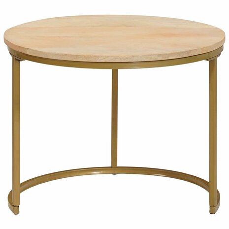 Salontafelset2 pcs Bruin Massief mangohout en staal 5