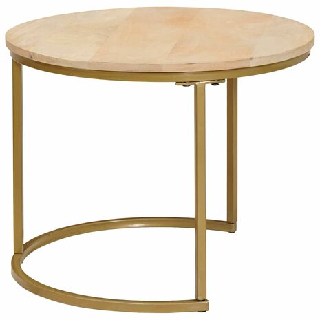 Salontafelset2 pcs Bruin Massief mangohout en staal 6