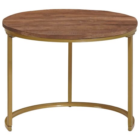 Salontafelset2 pcs Donkerbruin Massief mangohout en staal 5